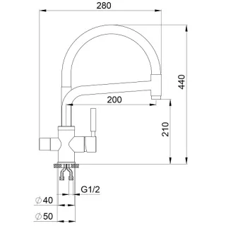 Смеситель для кухни Granula 0075, ХРОМ  хром